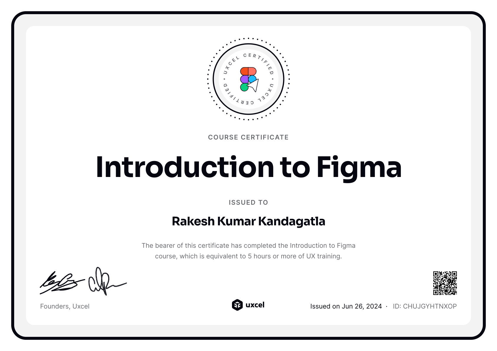 Rakesh Kumar Kandagatla's certificate
